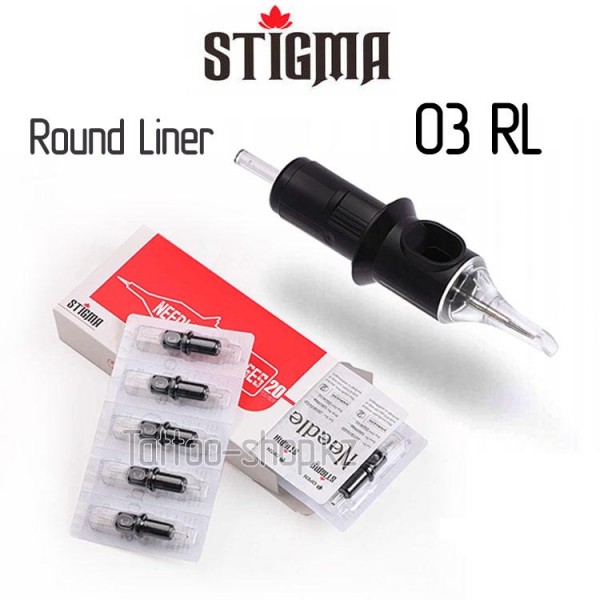 Stigma Black Round Liner 03RL картриджи для тату машинок, 20 картриджей